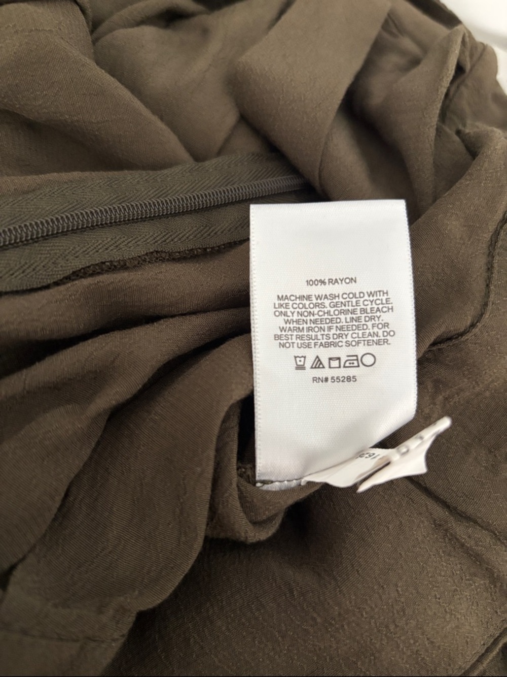 Express Olive Green Draped Surplice Blouse Back Zip Size Medium - Picture 7 of 7